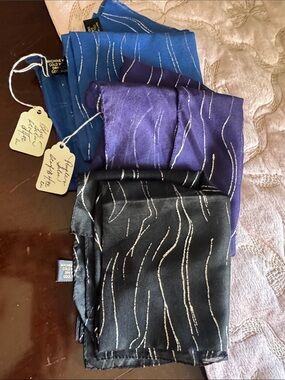 3set mare in Italy Wave-Print - Black, Purple & Blue scarfs